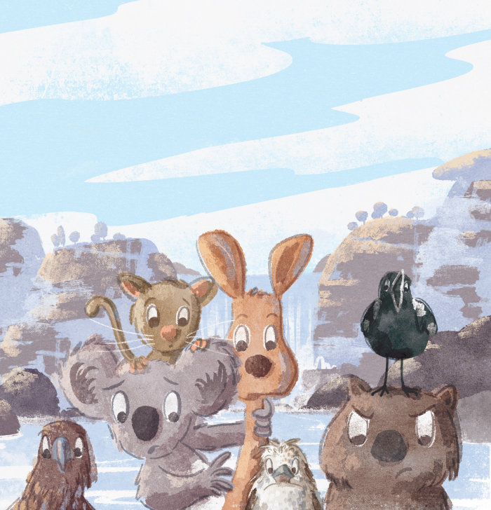 Uma ilustração da capa do livro Aussie Christmas Gum Tree