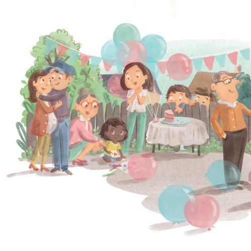 Mixed race family enjoying a backyard barbecue by Nathaniel Eckstrom