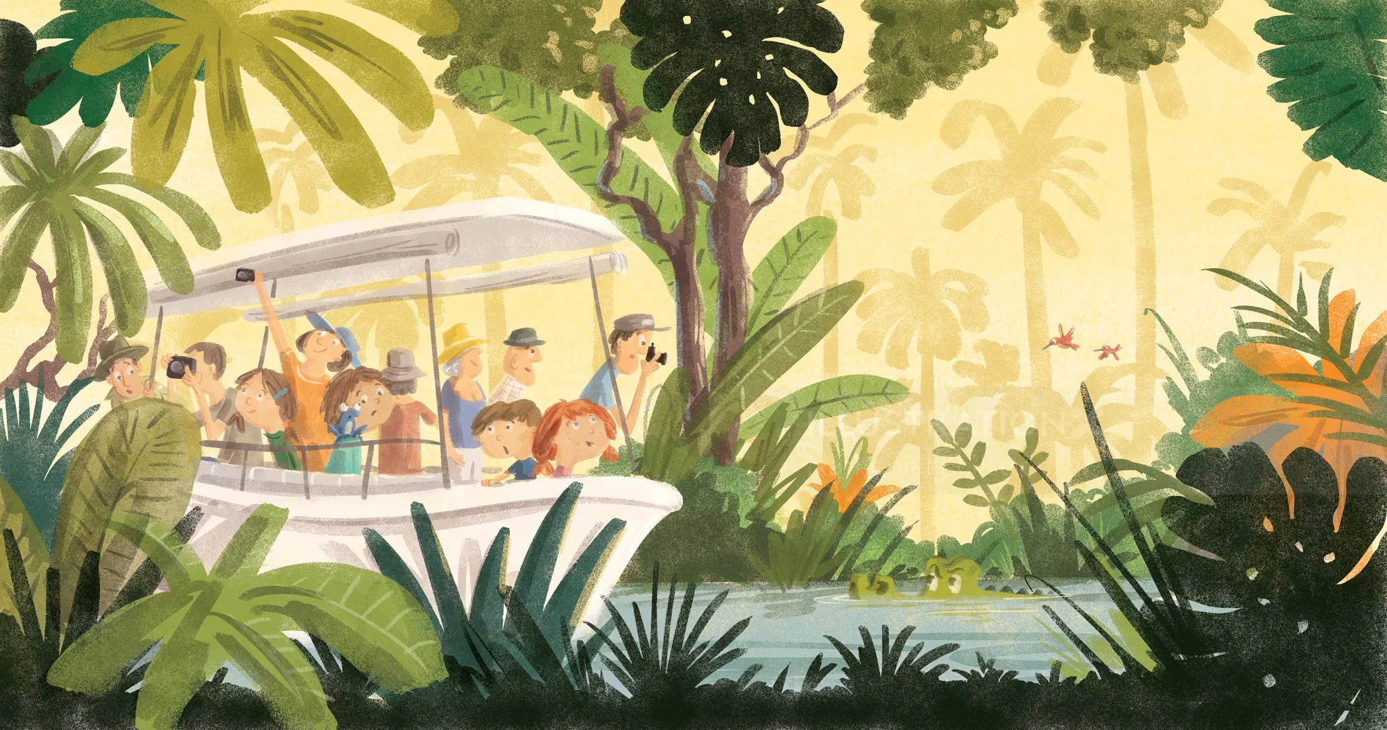 Tourists on a boat tour in Daintree Forest by Nathaniel Eckstrom