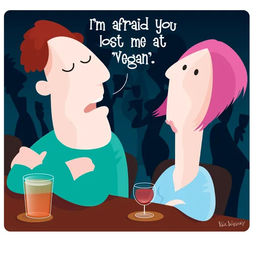 Digital Illustration couple talking with drinks
