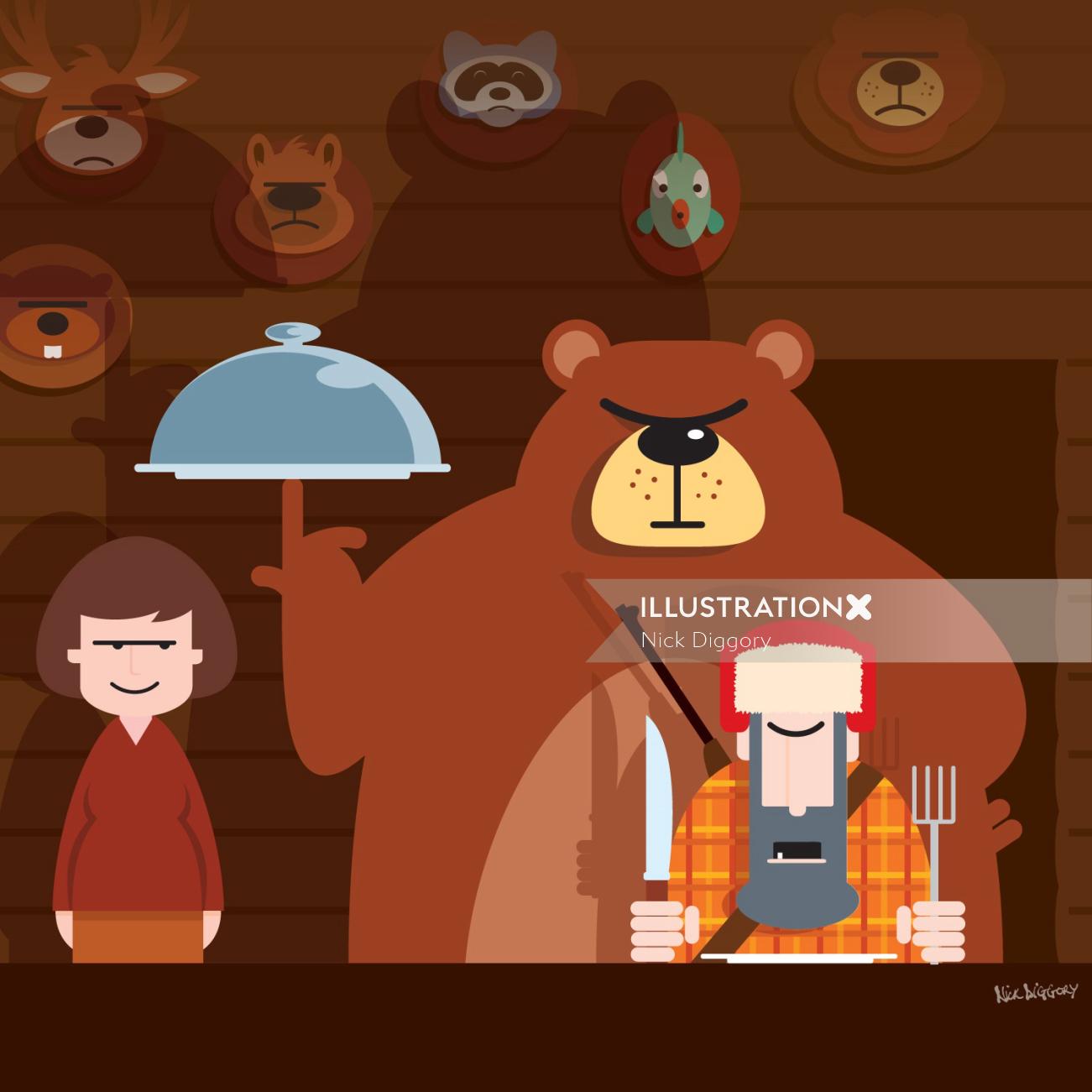 Digital Illustration of serving bear
