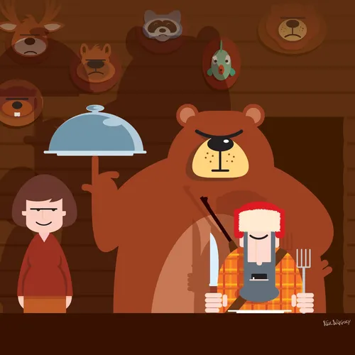 Digital Illustration of serving bear
