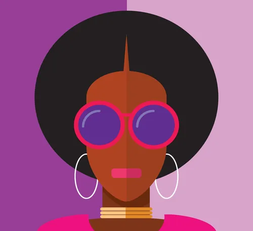 Fashion image of girl with big glasses