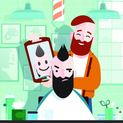Graphic of man in barber shop