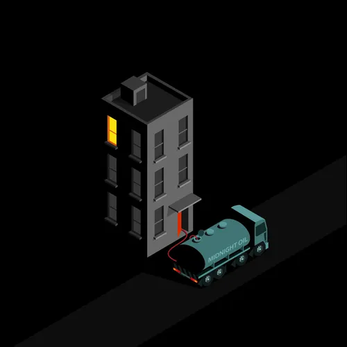 Graphic of tanker near building