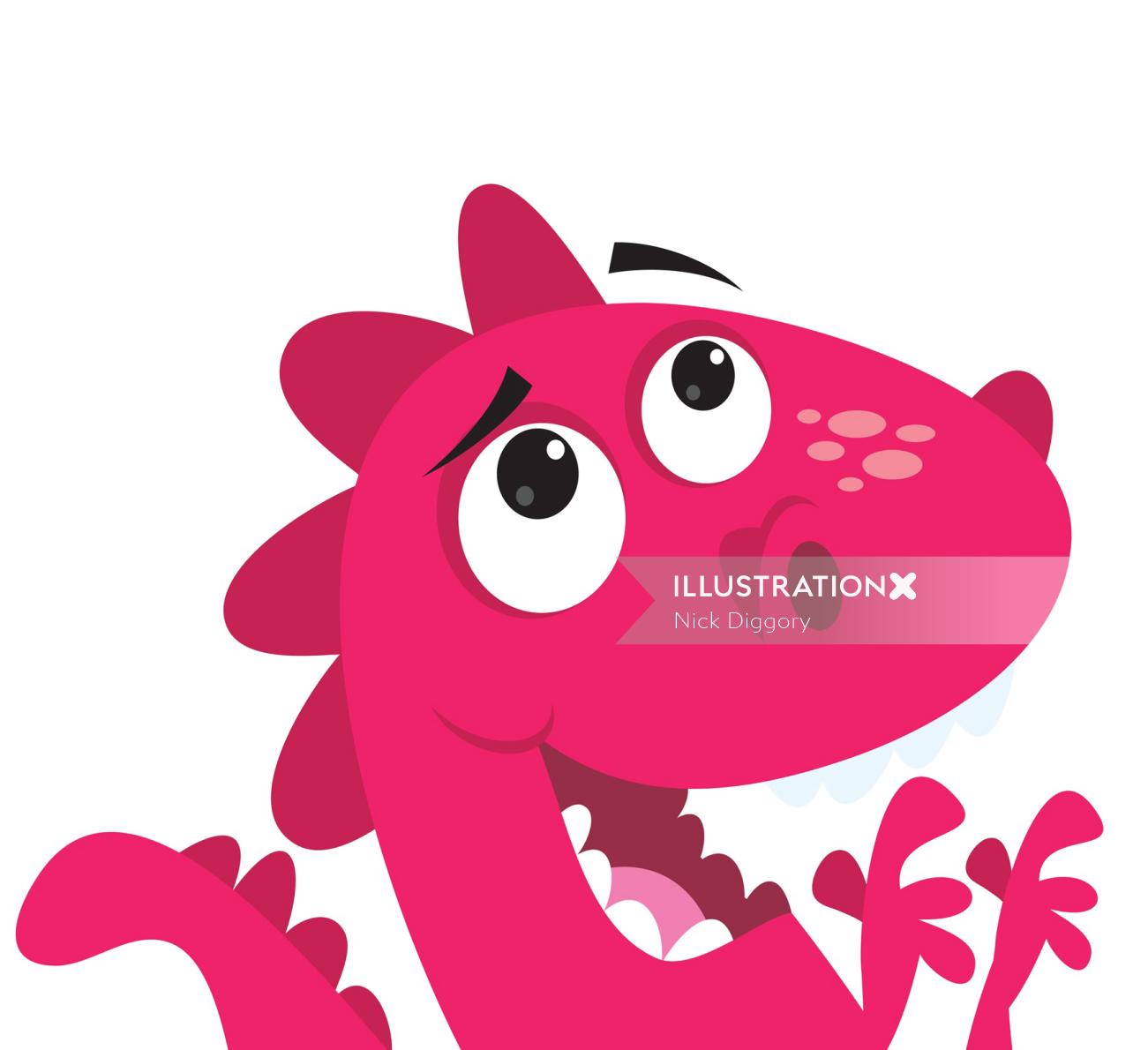 Animals happy crocodile in pink