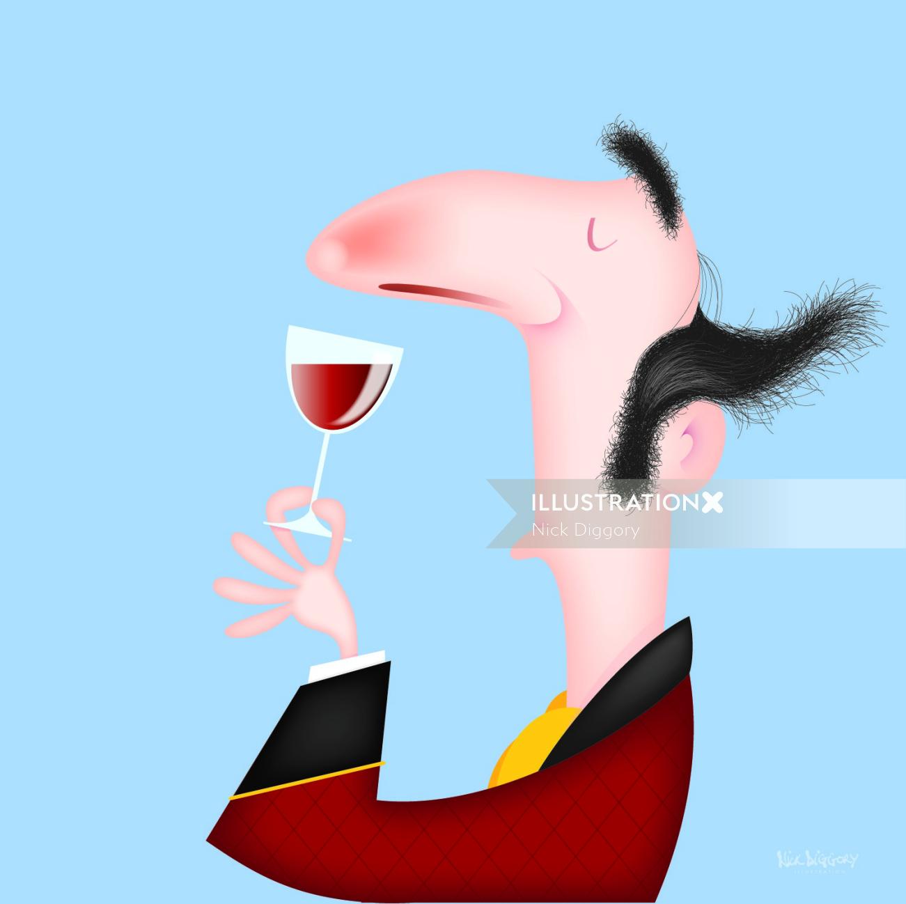 Graphic of man with wine glass