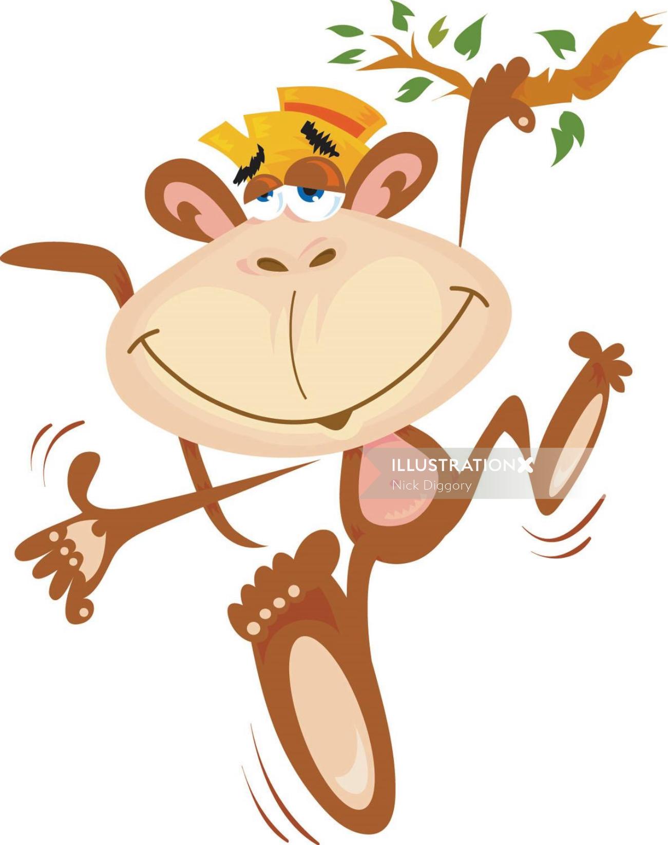 cartoon illustration for Greetings Card  monkey character
 