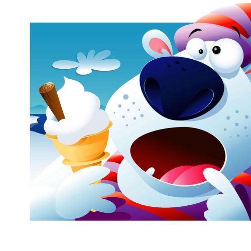 Polar Bear for Ice Cream packaging illustration
