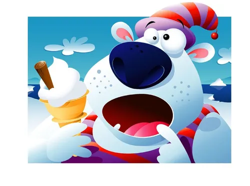Polar Bear for Ice Cream packaging illustration
