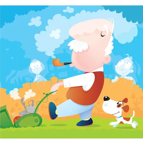 Man taking dog for a walk
