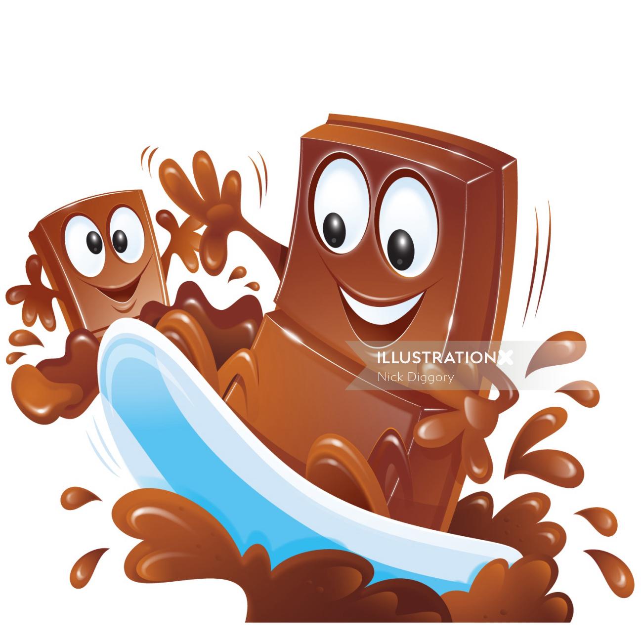 Digital Illustration of smily chocolate
