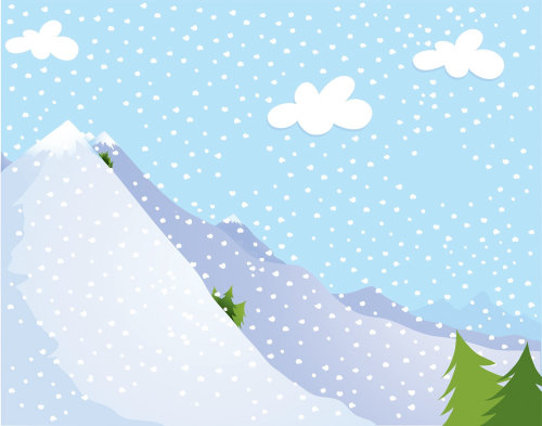 Ilustração digital de montanha de neve