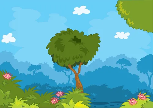 Digital Illustration of tree in forest
