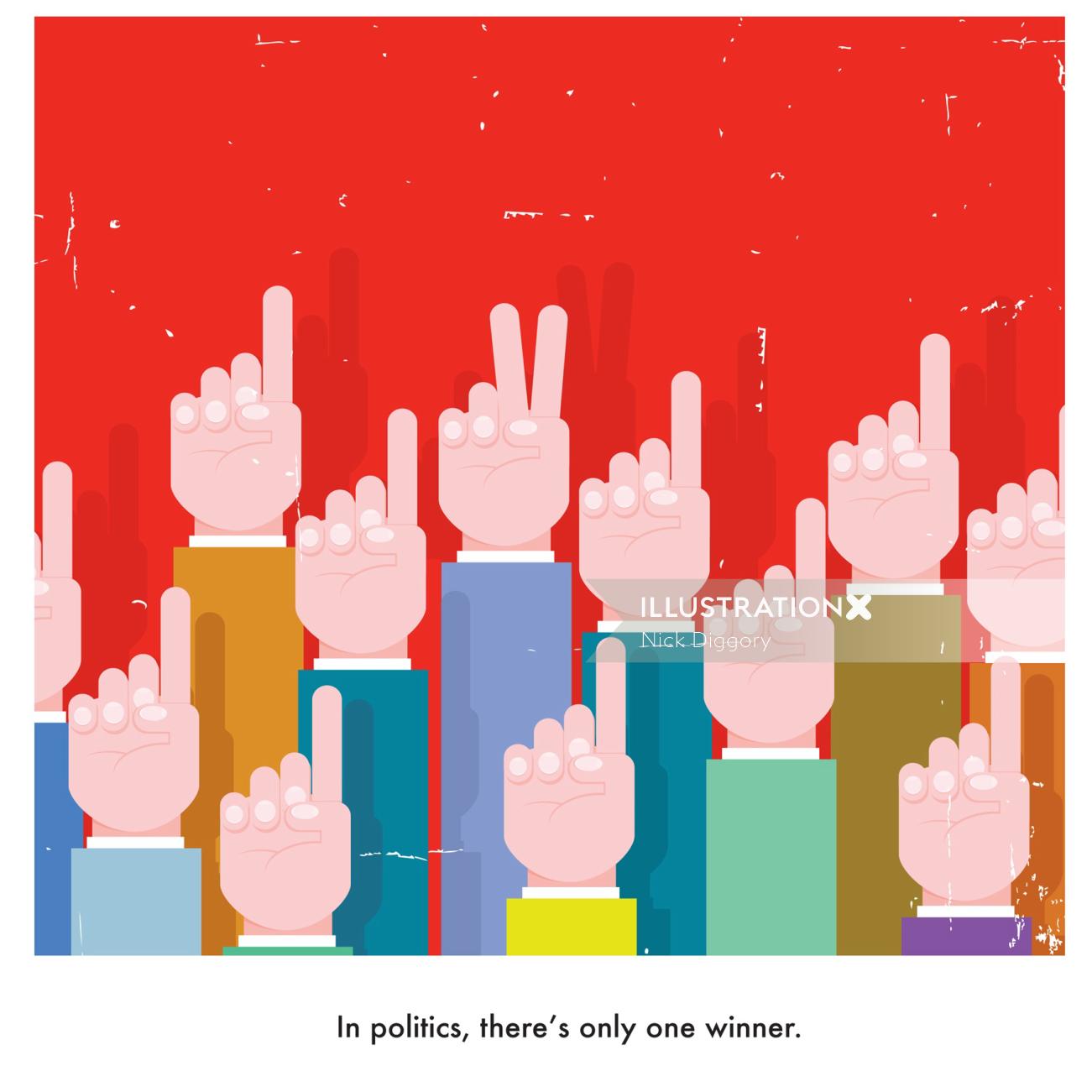 Digital Illustration of Pointing hands
