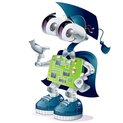 Digital Illustration happy robot
