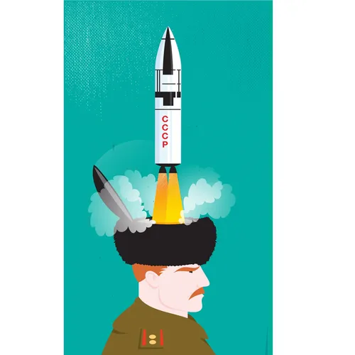 Digital Illustration missile out of person head
