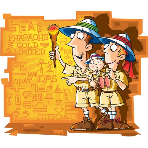 Digital Illustration of family treasure hunters
