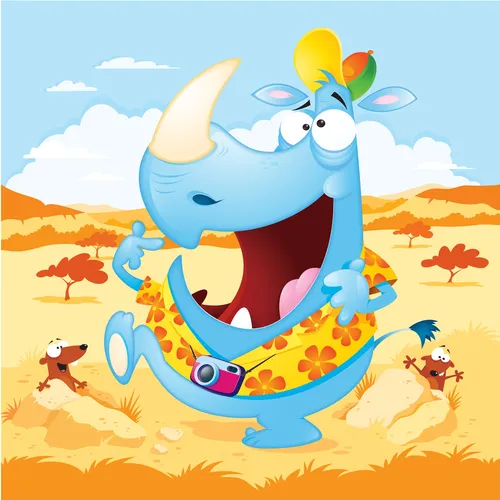 Digital Illustration cartoon & Humour Hippo
