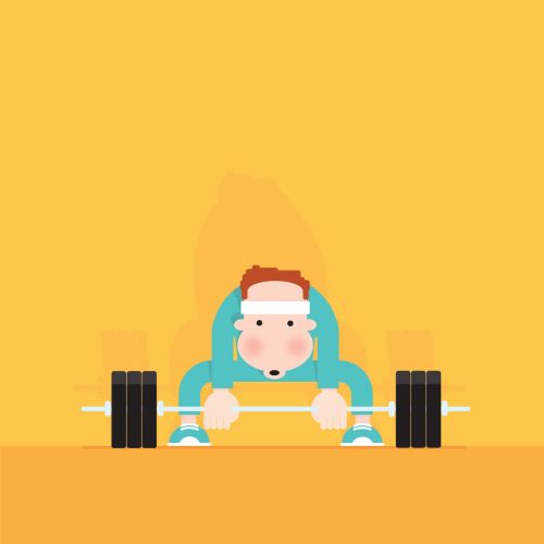 Digital Illustration of man lifting weighs
