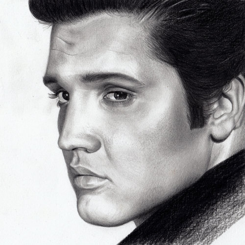 Elvis Presley black and white portrait