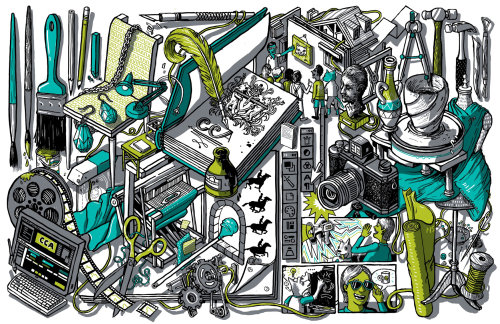 Isometric mural illustration by Nigel Sussman