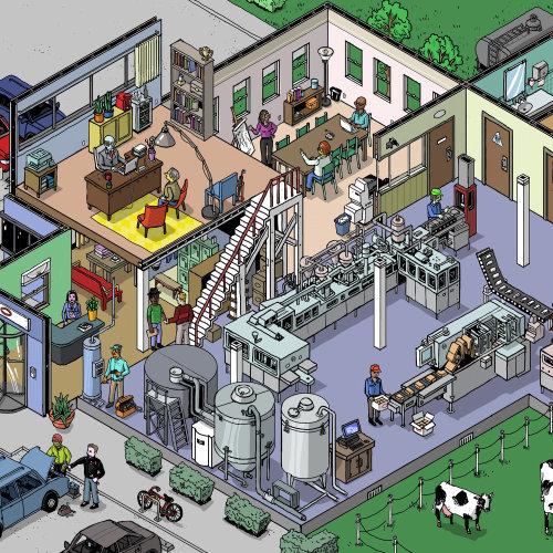 isometric factory drawing