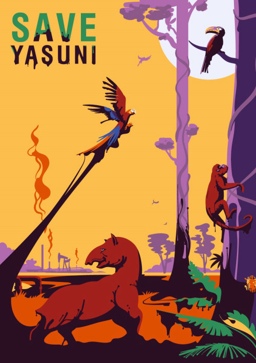 Design de cartaz de capa para o Parque Nacional Save Yasuni