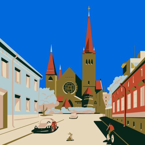 Architectural illustration of Tampere Cathedral Church in Tampere