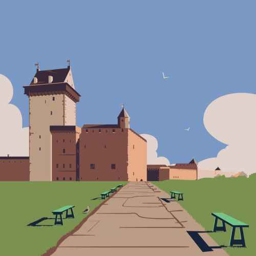 Narva castle graphic illustration