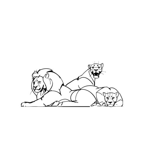 Pencil art of lion family 