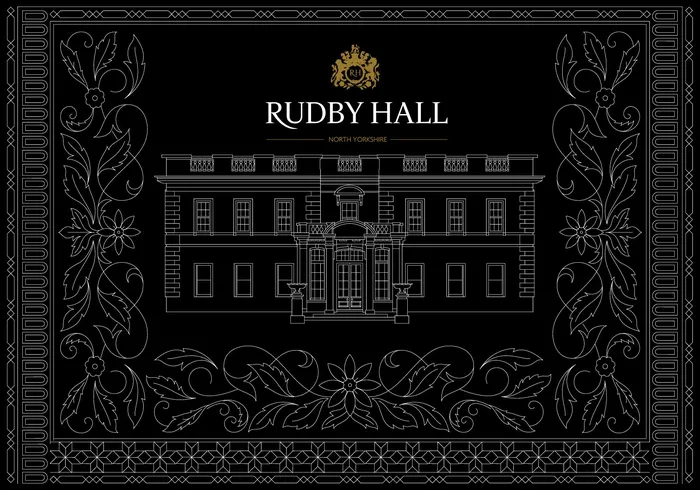 Ilustração decorativa da arquitetura Rudby Hall