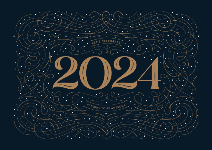 Cartão de felicitações de ano novo de 2024