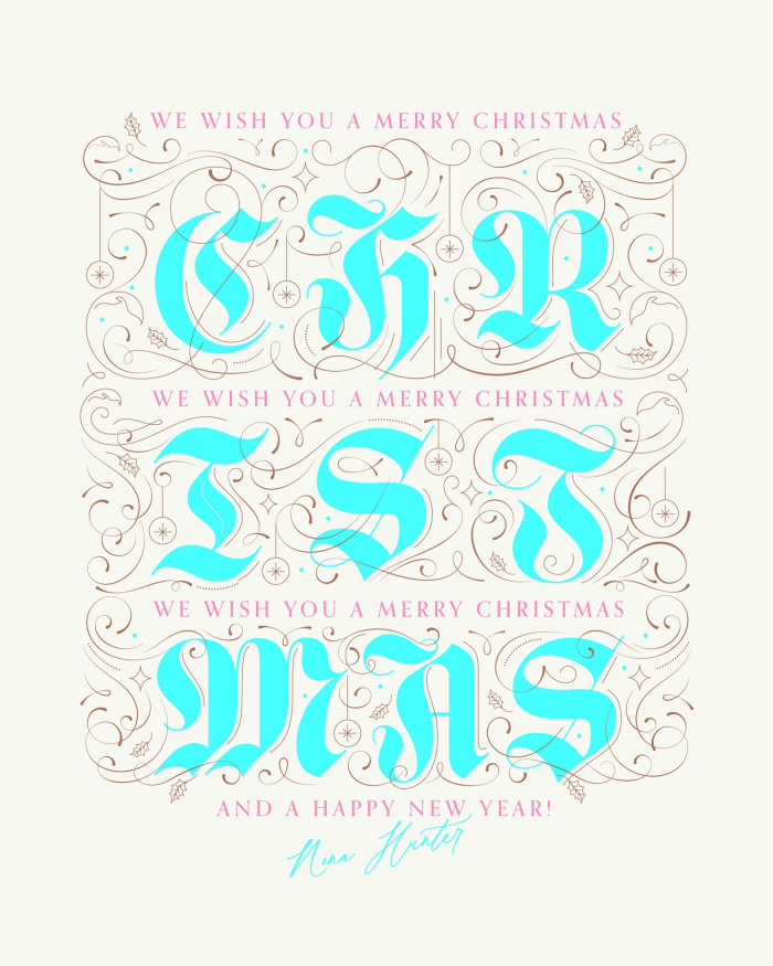 Arte tipográfica de desejos de Natal