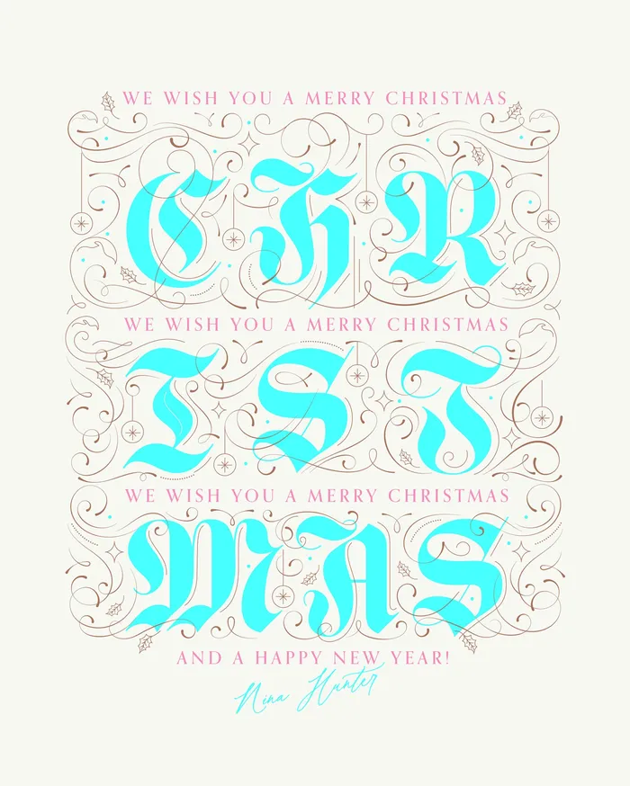 Typographic art of Christmas Wishes