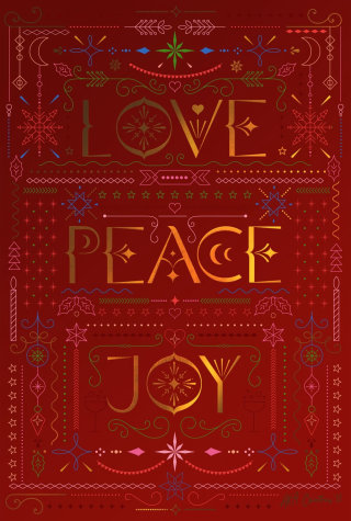 「愛、平和、喜び」タイポグラフィイラスト