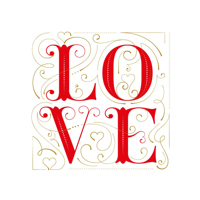 Lettering of Love in red color