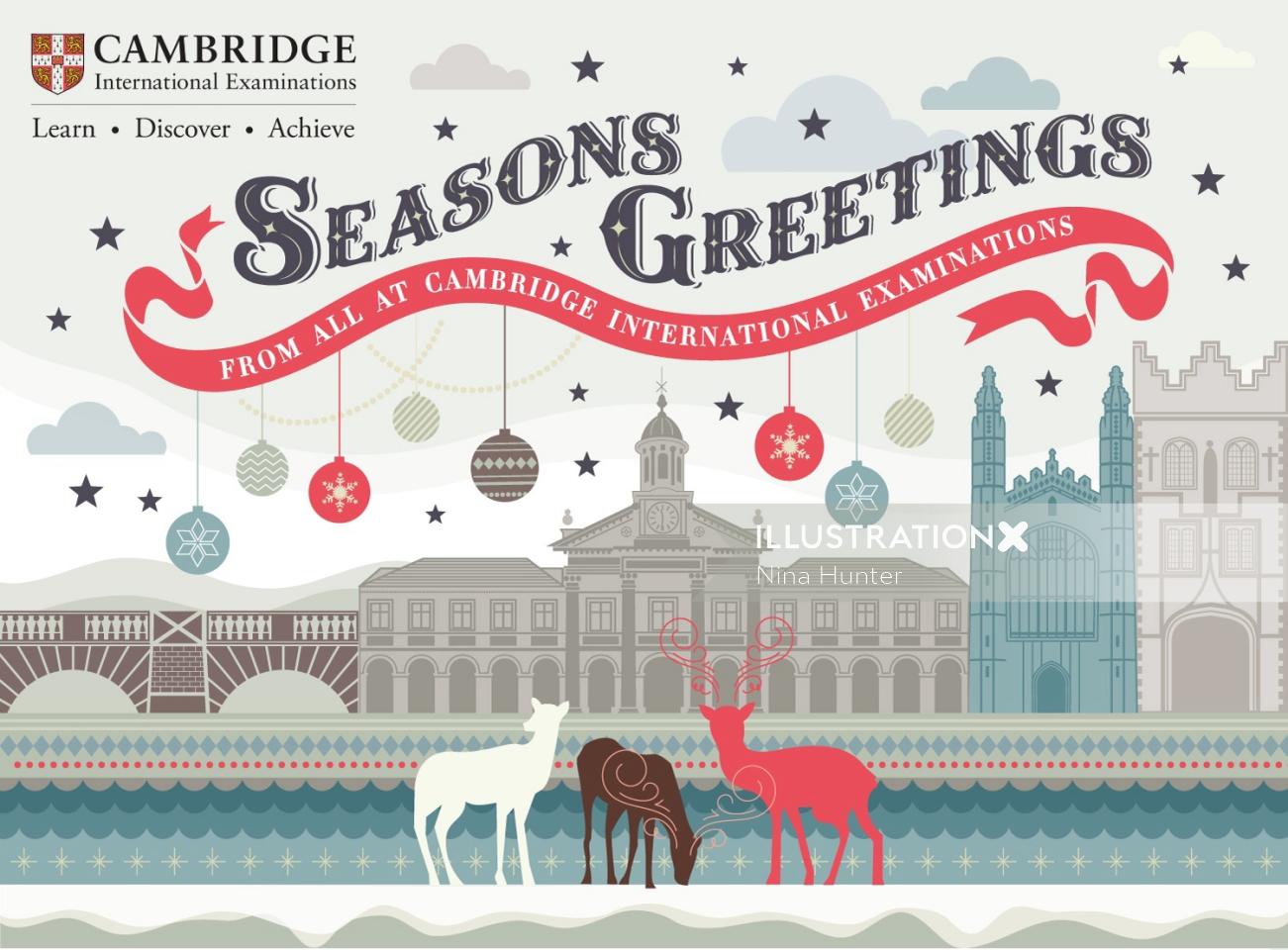 Graphic design of Cambridge University Christmas Card