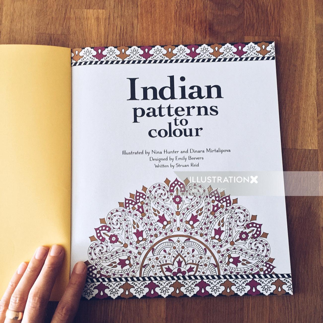 Graphic Lettering Indian Patterns to clour