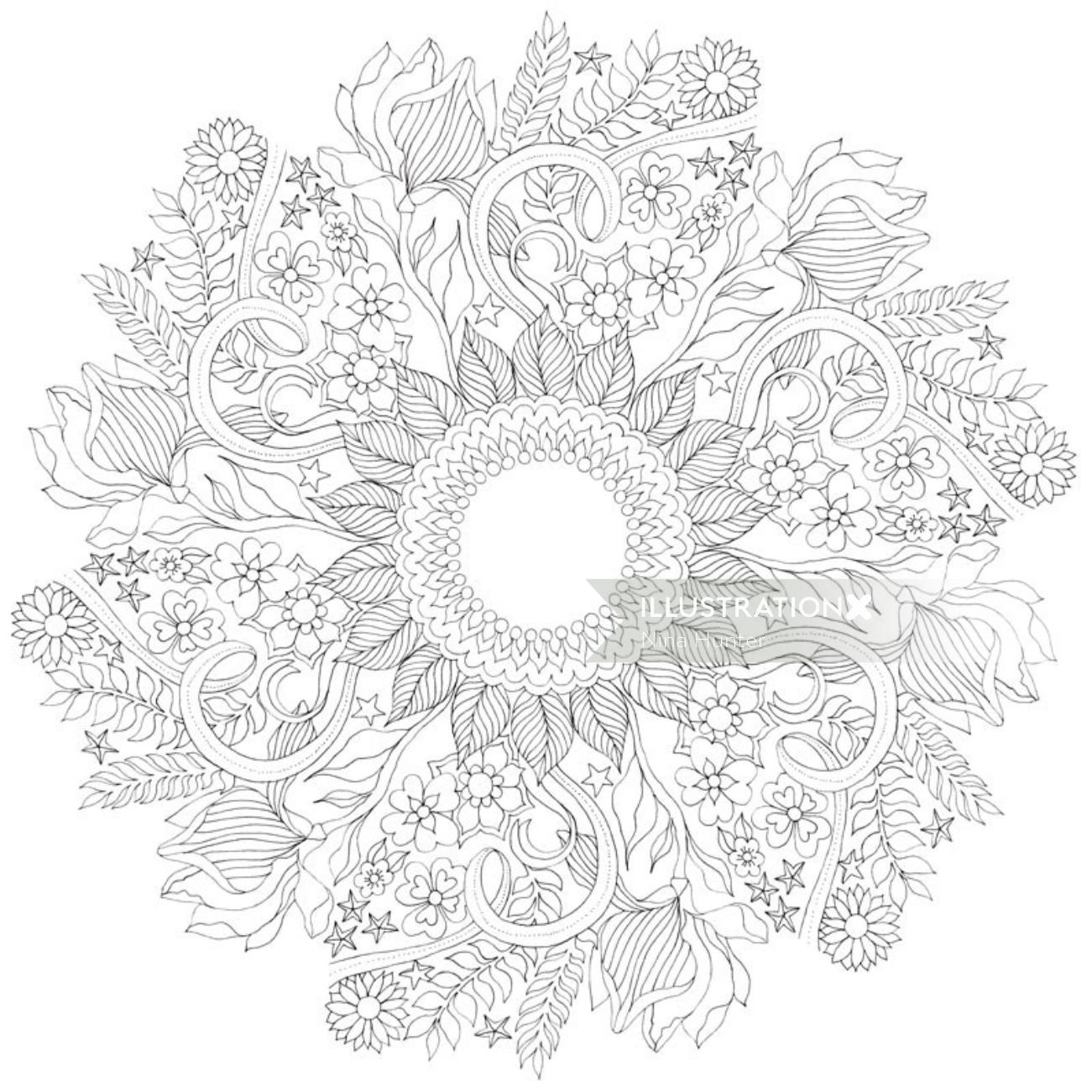 Graphic Flower in black and white