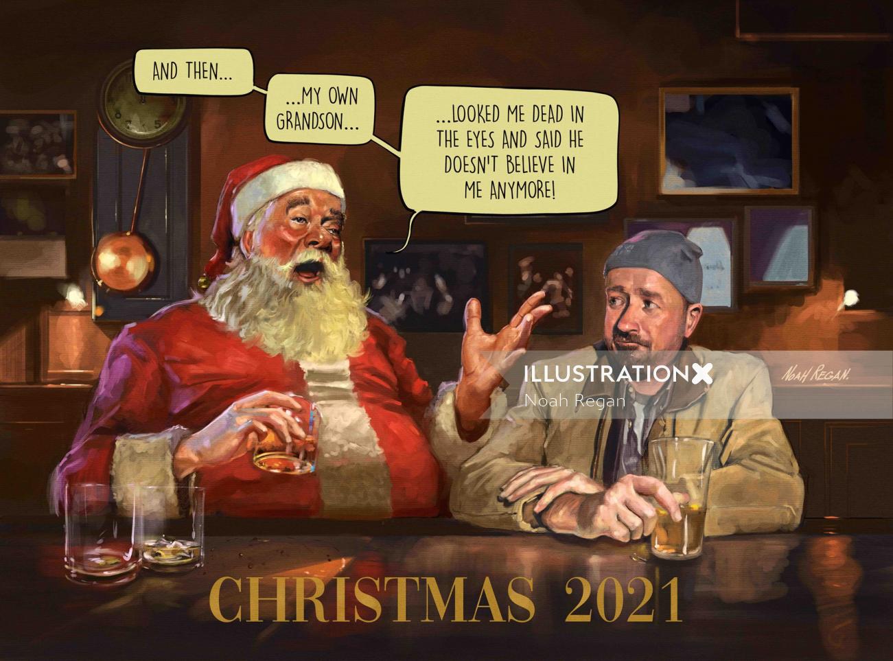 La meilleure illustration de carte de Noël 2021 de Noah Regan