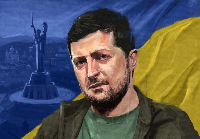Portrait of Ukraine's President, Volodymyr Zelensky
