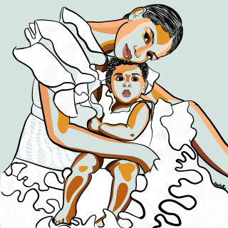 Pintura digital de Mommy and Me Snuggle