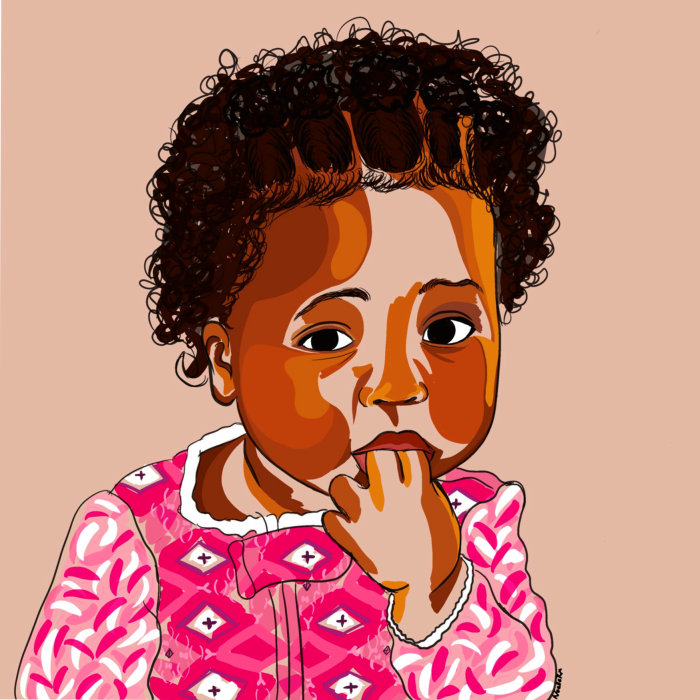NoelleRxによるかわいい女の赤ちゃんの肖像画のイラスト
