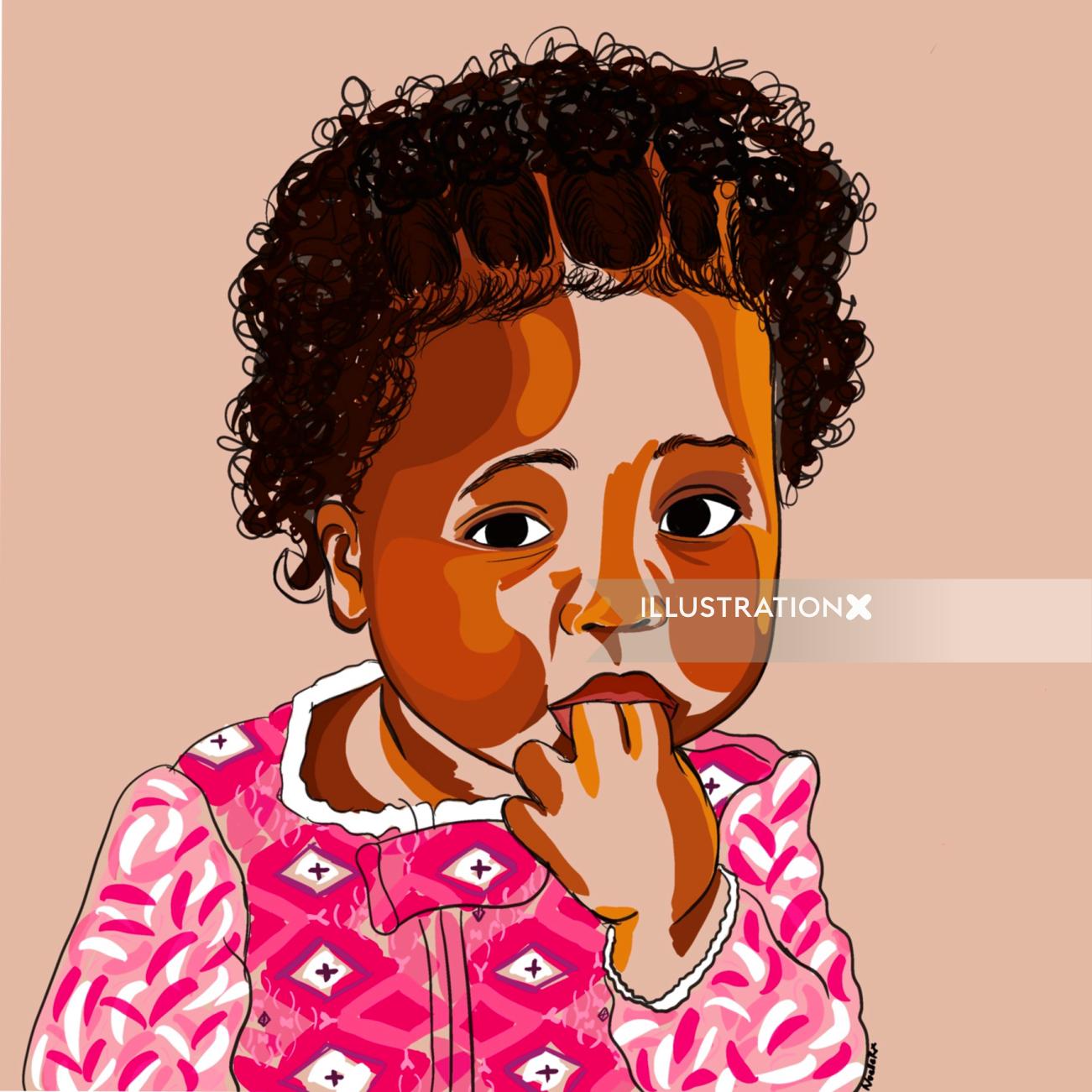 Cute baby girl portrait illustration by NoelleRx