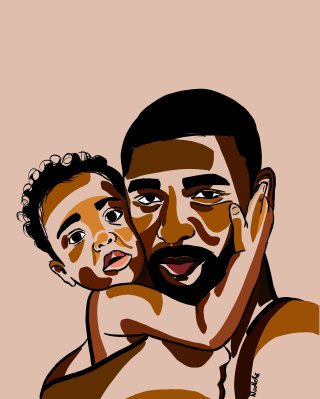 Ilustración digital de un padre amando a su hijo.