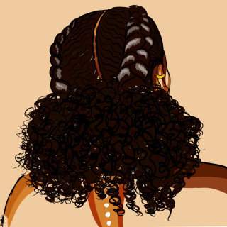 Ilustração de penteado Low Puff por NoelleRx