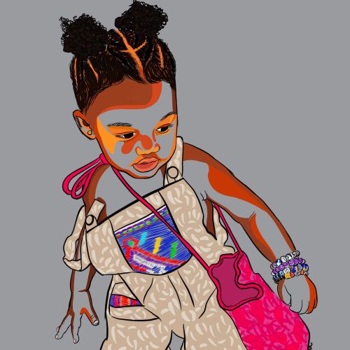 Portrait illustration of little spicy girl 