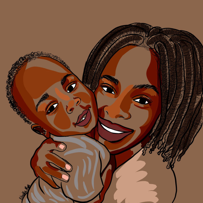 Digital painting of mother love
