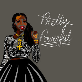 Ilustración de moda de mujeres negras bonitas y poderosas. 